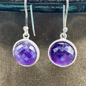 Sterling silver and purple faceted earrings